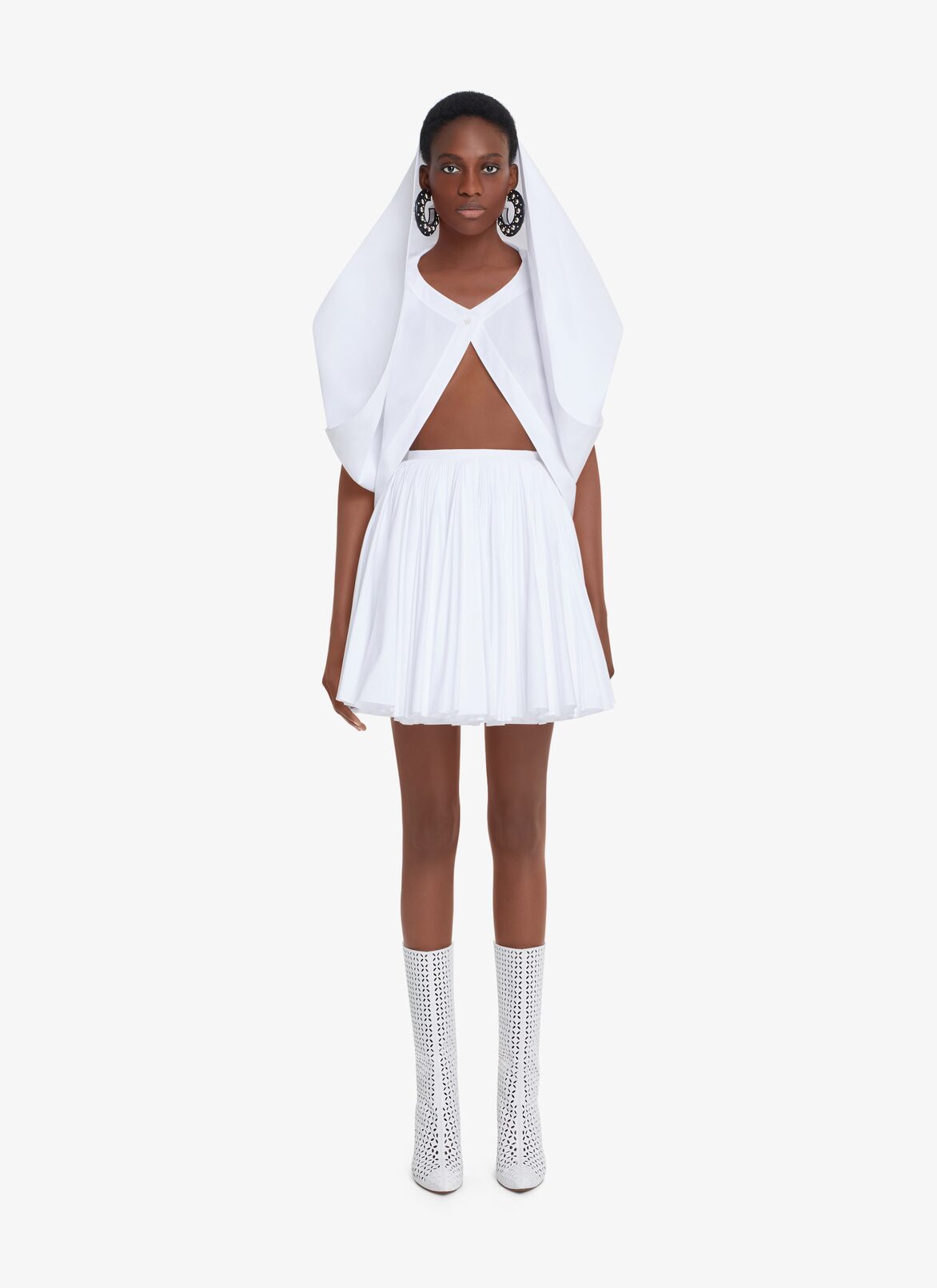 HOODED POPLIN TOP ALAÏA WHITE HOODED POPLIN TOP